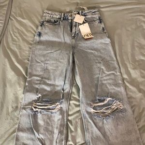 Zara high rise seamless wide leg jeans size 2 brand new with tags
